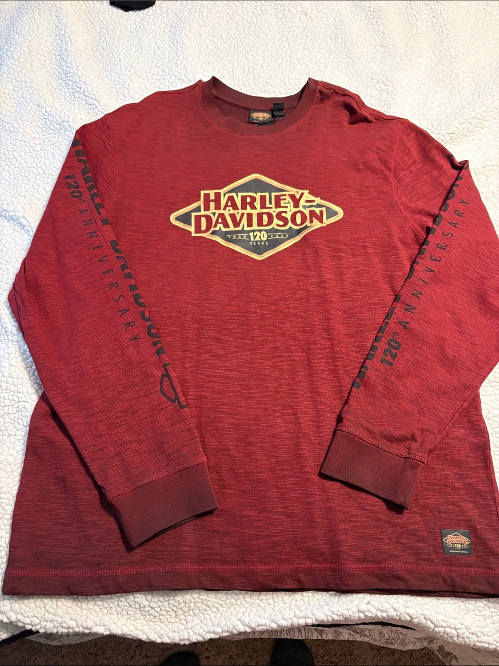 Harley-Davidson Red Long-Sleeve 120th Anniversary Logo Tee